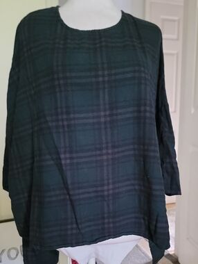 Bdg Dark Green Plaid Oversized Top